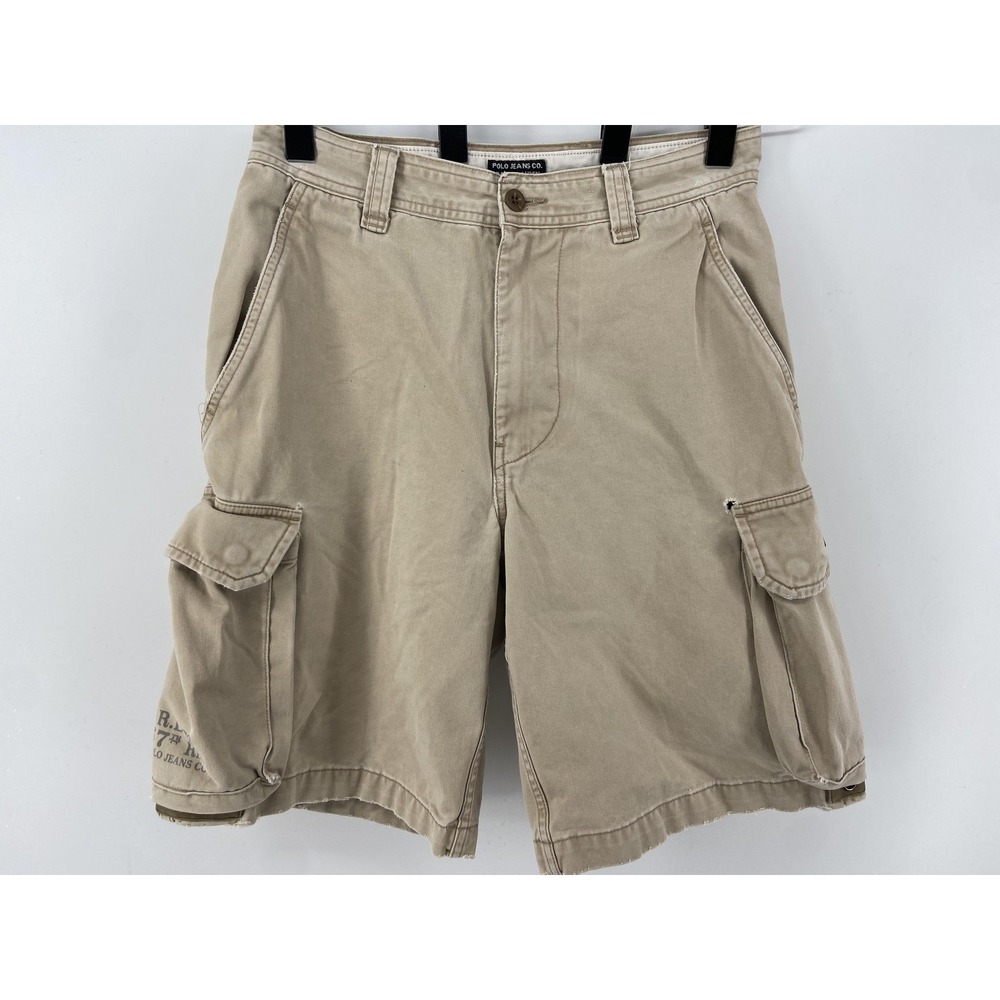 Vtg Polo Jeans Co Ralph Lauren Shorts Mens 29 Tan Cargo 12" Military Utility Y2K